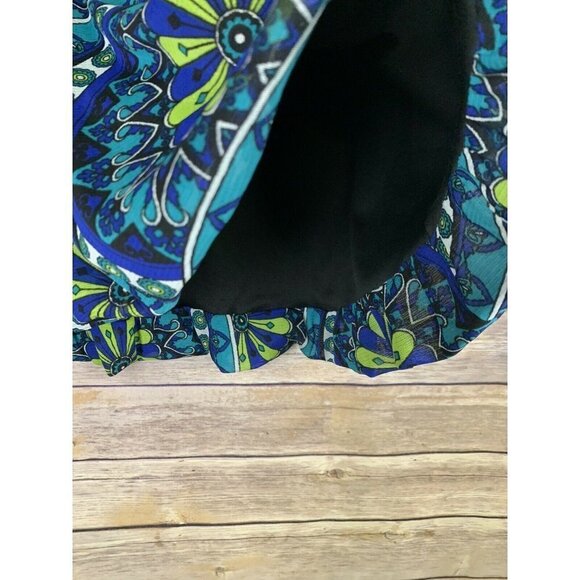 Maurices XL Bubble Style Skirt Green Teal Floral - Picture 4 of 10